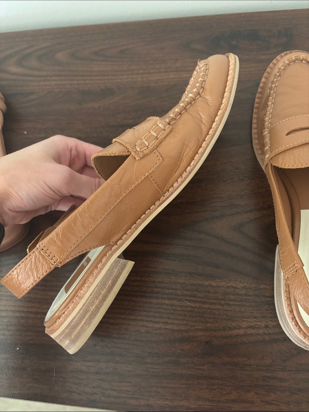 Dolce Vita Camel Tan Leather Slip-On Loafers - Picture 2 of 4